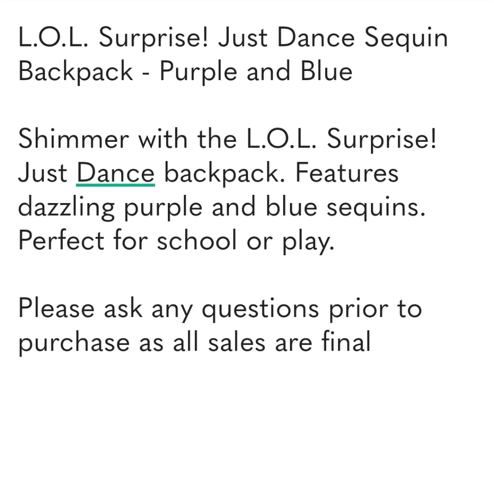 L.O.L. Surprise! Just Dance Sequin Backpack - Purple and Blue